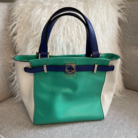 Kate Spade Blue Colour Block Handbag - Picture 2 of 12